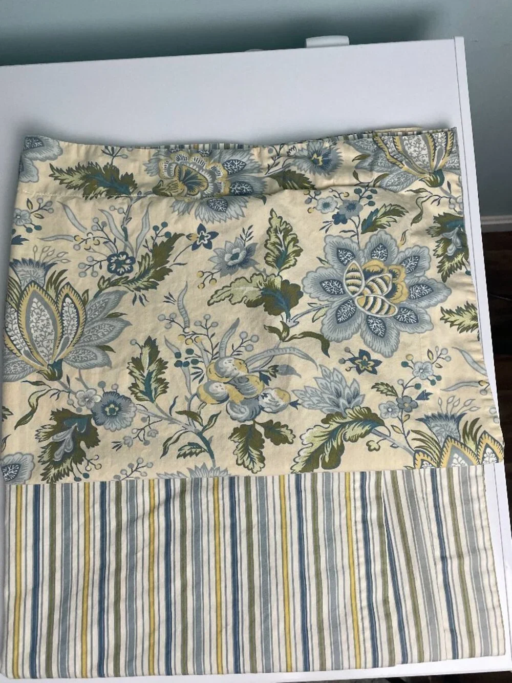 Pottery Barn Set of 2 Standard Shams Muted Yellow/green/blue 100% Cotton